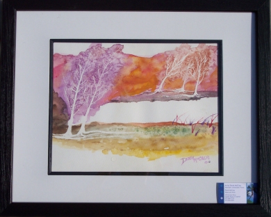 framed abstract landscape watercolor painting